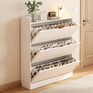 Ultra-Thin Durable Modern Wooden Panel Shoe Cabinet for Living Room Entry Hospital Multi-Functional Eco-Friendly