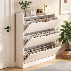 Ultra-Thin Durable Modern Wooden Panel Shoe Cabinet for Living Room Home Furniture Eco-Friendly