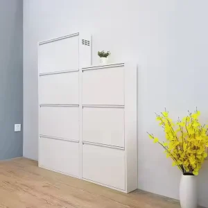 Ultra Thin Modern Metal Wall Mounted Shoe Rack Knock Down Structure Multi Layer Door Storage for Living Room Hotel Use Space