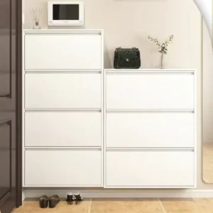 Ultra Thin Modern Style Metal Foldable Shoe Cabinet Slim Storage Rack Flip Drawer Living Room Furniture Wall Mounted Adjustable