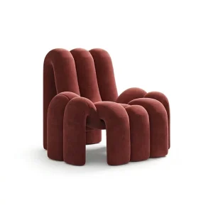 Unique Irregular Geometry Fluffy Velvet Modern Single Sofa Designer Art Accent Chair Living Room Outdoor Apartment Villa