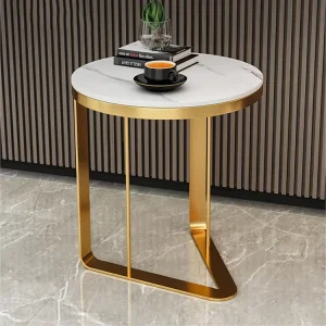 Unique new design gold frame sofa side home decor side table living room furniture stone corner table