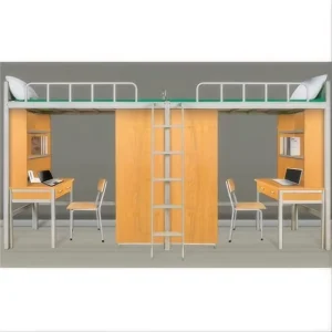 University Apartment Metal Bunk Bed with Cabinet and Ladder