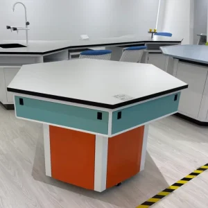 University Science Physics School Laboratory Octagonal Table Laboratory Hexagonal Table Student Lab Furniture with Sockets