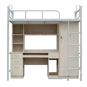 University Student Double Bunk Bed Wooden Metal Design for Dormitory