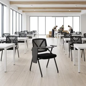 University Student Study Desk Office Chair with Table Writing Board Mesh Training Chair