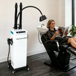 Upgraded Beauty Salon Head Spa Equipment Hair Washing Waterfall Water Circulation Double Pipe Nano Steam Temp Control Timing