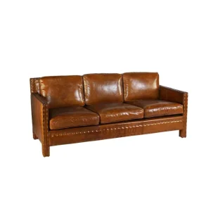 Upholstered Club Lounge Living Furniture Sleepers 3 Seat Sofa Classic Vintage Leather Sofa