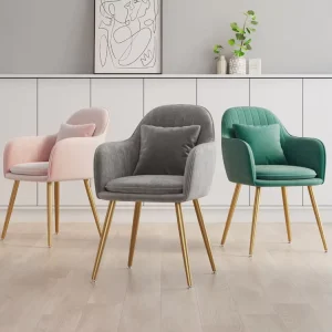 Upholstered Colorful Green Modern Hotel Restaurant Dining Velvet Living Room Chairs Removable Cover for Home Furniture