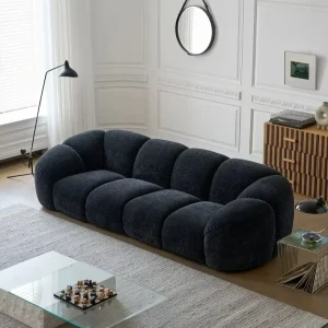 Upholstered Fabric Sofa Modern Style Hotel Apartment Living Room Straight Row Simple French Designer Creative Wood Frame