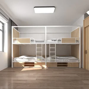 Upper Lower Bunk Bed Metal Modern Dormitory School Hotel Apartment Queen Size Storage Wardrobe Double-decker