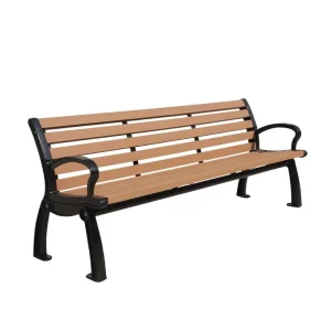 Urban Street Furniture Commercial Heavy Duty Wooden Bench Seat Campus Outdoor Park Public Realm Wood Seating Bench with Backrest