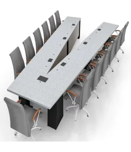 V Shape Contemporary Conference Table with Artificial Stone Durable Commercial Use for Home Office Hotel School & Hospital