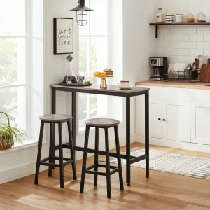 VASAGLE Wood bar Table Restaurant Kitchen Metal Long Bar Table for Office for Home