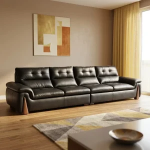 VONLIVA Leather Sofa Luxury 4 Seater Sofa Set Sectional Corner Modular Modern Square Sponge Filled Living Room Couch Living Room