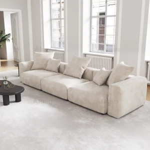VOXHOME Living Room Furniture Nordic Vacuum Compress Beige 3 4 5 6 7 Seater Floor Corduroy Modular Sectional Sofa Couch Set