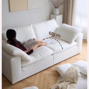 Vacuum Compressed Cloud Sofa Italian Minimalist Lazy Chenille Upholstered Cream Style Modular Sofa for Living Room
