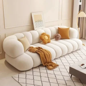 Vacuum Compressed Creamy Style Lambswool Cover One Seat Arm for Living Room Small Apartment Sofa