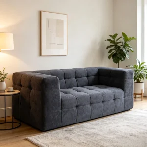 Vacuum Compressed Modular Sectional Sofa Shearling Fabric Sponge Minimalist Design Compact Living Room Furniture for Hotels