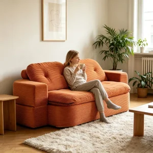 Vacuum Compressed Modular Sofa Bed Creative Kangaroo Style Foldable 2 in 1 Lazy Couch Fabric Cover Sponge Compact for Hotels