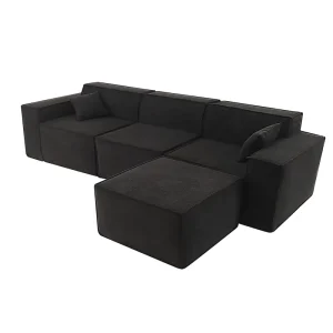 Vacuum Compression Fabric Sofa High Density Quick Rebound Sponge Removable Washable Cover L Shape Sectional Villa Modern Design