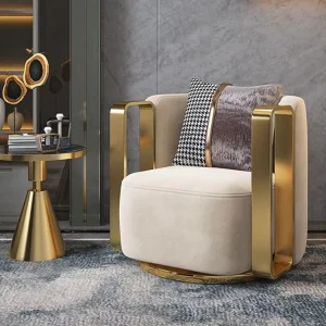 Velvet Luxurious Stainless Steel Accent Bedroom Lounge Chair Hotel Tub Chaise Leisure Arm Chair