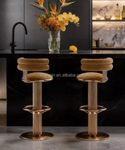 Velvet PU Leather Bar Stool Luxury Style Versatile for Home Bar Hotels Dining Outdoor Bedrooms