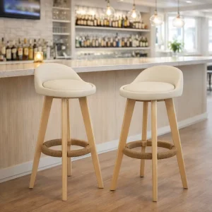 Venue Upgrade SYT Commercial Thick Padded Seat Counter Height Bar Stools for Hotel Bar Bar Stools Wood for Lobby Bar
