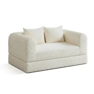 Versatile 2 in 1 Loveseat Armchair Convertible Boneless Chaise Lounge Sofa Bed Two Seat L Shape Modern Durable Workshop