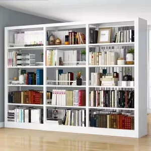 Vertical Steel Bookshelf 5 Tier Metal Library Shelf Steel Cupboard Metal Open Bookshelf Book and File Cabinet Adjustable Shelves