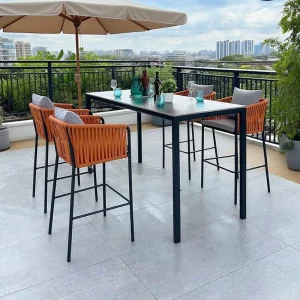 Villa Courtyard Open-Air Terrace Leisure Durable Modern Outdoor Aluminum Alloy Furniture Set High-Style Bar Table Chair