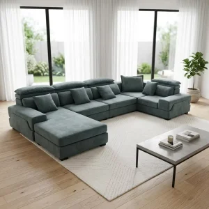 Villa Furniture U Shape Living Room Sofa Set Sectional Fabric Modern Sofa Big Size