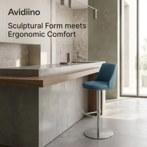 Villa Interior Design Modern Stainless Steel Frame Swivel Bar Stools Height Adjustable for Dining Home Bar Kitchen