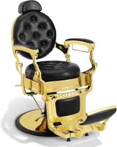 Vintage Antique Barber Chair Metal Reclining Rotatable with Armrests Salon Haircut Barbershop Chair Oil Head