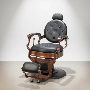 Vintage Barber Chair Metal Frame Salon Shop Equipment Hydraulic Reclining Soft Leather Cushion Classic Design