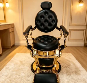 Vintage Barber Chair Reclining Men’s Salon Chair for Pompadour Hairstyle Shaving & Facial Shave