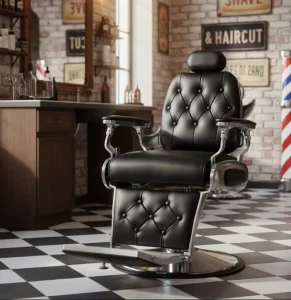 Vintage Barber Chair with Heavy Duty Hydraulic Pump 360 Degree Rotation & Leather Seat for Barbershop & Living Room Use