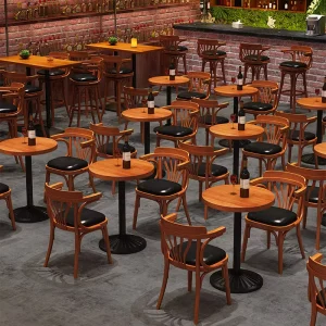 Vintage Chair Stool Retro Modern PU Leather Dining Chair Contemporary Industrial Kitchen Farmhouse Exterior