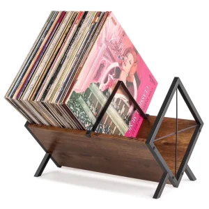 Vintage Desktop Adjustable Wood Single Tier Record Storage Rack Display Shelf for Albums Magazine Book Files