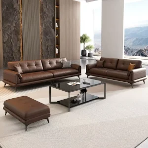 Vintage Executive Office Reception Sofa New Genuine Leather Three Seater Lounge with Tufted Feature for Living Room Furniture