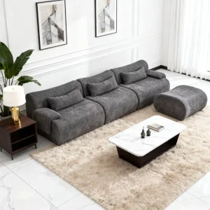 Vintage Fabric Medieval Modular L shaped Sectional Sofa Set Freely Combinable Sponge Filled Washable Small Large Living Room