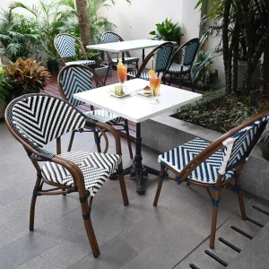 Vintage French Rattan Restaurant Dining Chair for Outdoor Garden Balcony Hotel Use Eco Friendly & Durable Restaurant Furniture