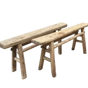 Vintage Garden Furniture Natural Color Antique Wooden Rustic Simple Long Stool