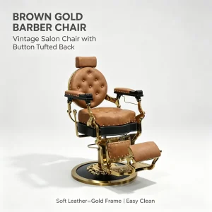 Vintage Heavy Duty Barber Chair Hydraulic Reclining Salon Styling Chair 360 Swivel PU Leather Classic Barbershop Equipment