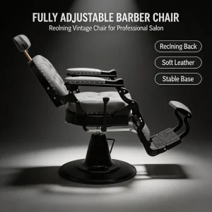 Vintage Heavy Duty Reclining Barber Chair 360 Swivel Hydraulic Salon Styling Chair 700lbs PU Leather Barbershop Equipment