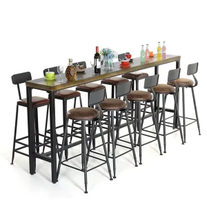 Vintage High Metal Bar Stool and Table Set Dining Chair Basement Home Counter Stools for Kitchen
