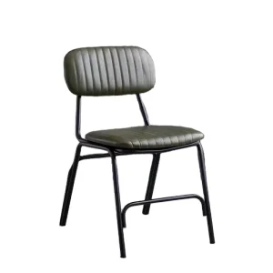 Vintage Industrial Iron & Leather Dining Chair Living Room Chair