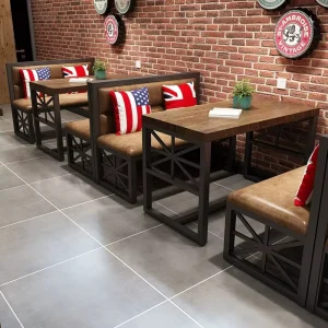 Vintage Industrial Multiple Color Price Restaurant Sofa Dining Furniture Booth and Chairs Set With Price List
