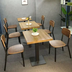 Vintage Industrial Restaurant Cafe Wooden Furniture Set Table and Chairs