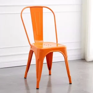 Vintage Industrial Stackable Metal Dining Chair with Waterproof Design for Restaurant Bistro Cafe Home Office Park Use